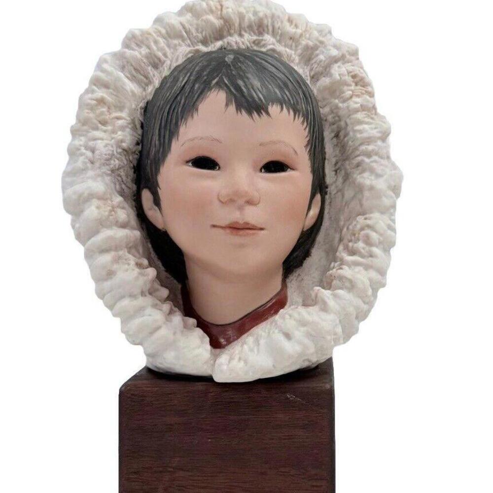 Vintage Cybis Porcelain Eskimo Child Head “Snow Bunting” Retired 1972 10.5" Tall